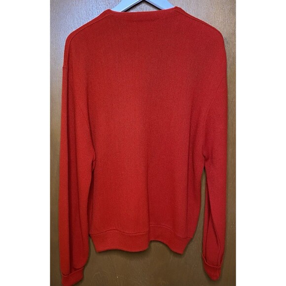 JCPenney V-Neck Cardigan Sweater 100% Acrylic Red Dad Grandpa Vintage Men's Sz L - Picture 3 of 7